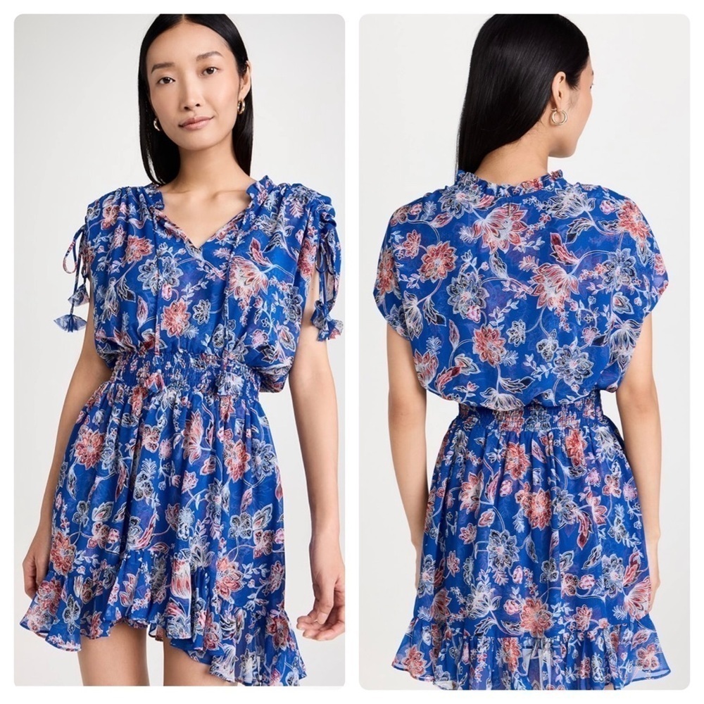 MISA Dominique Blue Floral Mini Dress XS